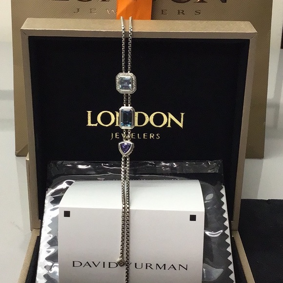 David Yurman Novella Y Neclase Blue Topaz and Pave Diamonds - Picture 15 of 16